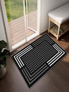 1 pieza Felpudo con patrón geométrico - Felpudo de bienvenida duradero, adecuado para entrada interior/exterior, al lado de la cama, baño o espacio pequeño; uso en todas las estaciones (primavera, verano, otoño, invierno) - Multicolor - Ver 3