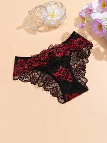5pcs/Pack Celana Dalam Wanita Seksi Tanpa Jahitan Dua Warna dengan Motif Renda, Elastis, Bernapas, Nyaman, dan Ramah Kulit, Model Segitiga - MultiWarna - View 6