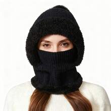 BONNY BOOM 1pc Women's Winter Knitted Balaclava Hat, Warm Full Face Coverage, With Ear And Neck Protection, Fashionable Ski Mask, Suitable For Cold Weather Outdoor Activities - Multicolor-b - View 7