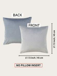 1pc Solid Color Velvet Plaid Pillowcase, Modern Polyester Fiber Square Cushion Cover, Soft And Comfortable, Suitable For Living Room Home Decor - Dusty Blue - View 7