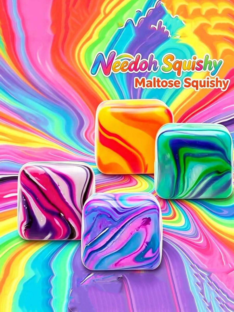 Creative Multi-Color Swirl Block Design, Super Soft Taffy-Like Texture With Slow Rebound, Can Be Squeezed And Stress Relieved. Slowly Rebounds After Squeezing, Effectively Relieves Anxiety And Releases Pressure. - Multicolor - View 1