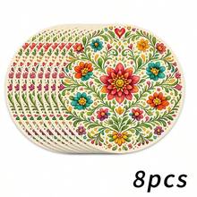 1/2/4/6/8/300pcs Minimalist Abstract Floral Pattern Luxury Placemats, Machine Washable Polyester Material, Heat-Resistant, Stain-Resistant, Waterproof And Easy To Clean, Suitable For Party And Kitchen Decor - Multicolor - View 22