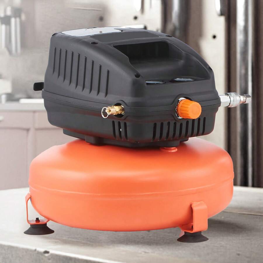3 Gallon Air Compressor, 1/3HP 0.54CFM @ 90PSI Portable Pancake Air Compressor & 100PSI Max Working Pressure, Oil-Free Compressor Tank For Tire Inflation, Spray Painting, Woodwork Nailing, 120V - Orange - View 1