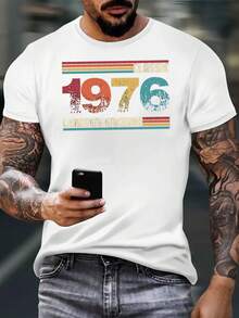 Camiseta con Patrón Clásico 976 - Estilo vintage, mangas cortas, cuello redondo, mezcla ligera, top casual de verano, diseño colorido, camiseta vintage. - Blanco - Ver 1