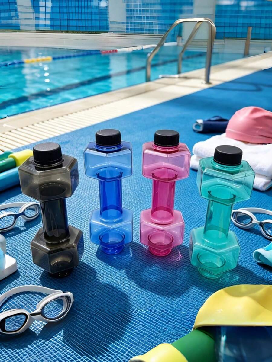 1pc Summer Outdoor Small 550ML Dumbbell Shaped Water Bottle Fitness Sports Plastic Cup - Multicolor - View 1