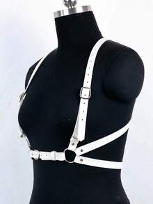 1件女款白色龐克風X型性感露背束身背帶，適用於派對、音樂節、拍照、舞台表演、日常約會、聚會等場合 - 白色 - 查看 5