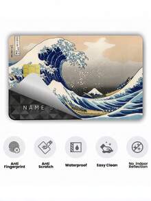 1pc Ocean Wave Credit Card Sticker Privacy Protection Card Skin, Tidal Wave Party Birthday Gift PVC Material Anti-Fingerprint Anti-Scratch Wear-Resistant Card Sleeve, Suitable For Men, Women, Couples, Small Chip Card, Bank Card Decoration Sticker, Credit Card, Transportation Card, Student Campus Card Personalized DIY - Type a - View 8