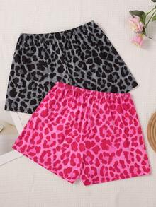 3pcs/Set Summer New Sexy Leopard Print Pajama Pants, Knitted Thin Comfortable Casual Women's Shorts, Soft Skin-Friendly Loose Pajama Bottoms - Multicolor - View 2