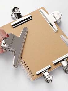 1-10pcs Customized Stainless Steel Clips, Multi-Size Mountain-Shaped Clips, Stationery Clips, Metal Ticket Folder Clips, Customize Your Desired Text - Silver - View 2