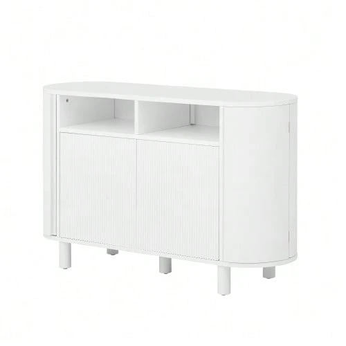 Modern Sideboard With Multifunctional Storage Space For The Entryway, Sideboard With Refrigerator-Style Doors And Adjustable Feet, Ideal For An Entryway, Hallway Or Living Room (White) - White - View 1