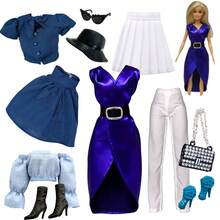 Set di abbigliamento per bambola 1/6 da 11,5 pollici, adatto per bambola da 30 cm, set di abbigliamento dolce per bambola con vestito, pantaloni, cappello, borsa, scarpe e accessori per bambola, gioielli - Multicolore - Visualizzare 6