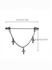 Niche Copper Gold/Silver Cross Tie Pin, Premium Chain Design Shirt Collar Accessory, Versatile Suit Shirt Exquisite Accessory - Collar Pin - View 8