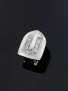 1pc Letter Zirconia Gold Tooth Cap Hip Hop Single Tooth Grill Personalized Versatile Side Tooth Decor Suitable For Men And Women - 26-letter Tooth Ornament - View 59