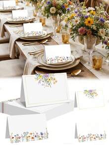 25/20/1 Floral Decoration Folding Wedding Table Cards, Suitable For Wedding Reception, Bridal Shower Seating, Table Cards, Table Numbers, Name Cards, Wedding Decor, Wedding Guest Cards, Party Table Cards And Party Supplies - Multicolor - View 8
