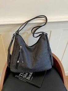 Mochila de gran capacidad estilo coreano, nueva bolsa bandolera de moda versátil para ir al trabajo, bolso de hombro tipo tote - Negro - Ver 10