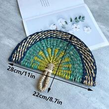 1个11.22/14.37英寸半圆形海草编织壁扇装饰品，可作壁扇、舞蹈道具扇、夏季降温扇，手工精制，经久耐用，适合作为情人节、母亲节、教师节礼物 - 半圓形 - 查看 26