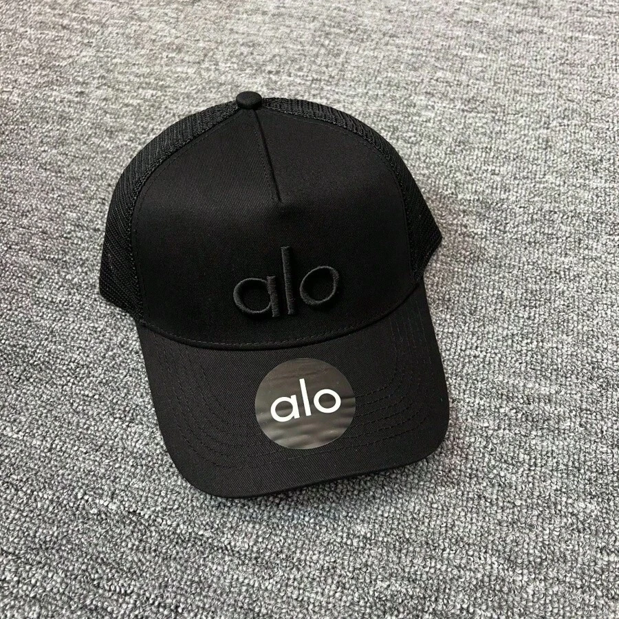 ALO 2026 New Letter Baseball Cap, Adjustable Dad Hat, Breathable Sun Protection, Outdoor Sports, Multi-Color Fashion Hat Breathable Baseball Cap, Sun Protection Outdoor Sports Hat, Multi-Color Summer Cap - Black Lettering - View 1