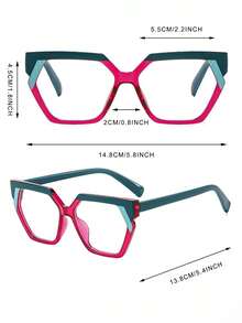1 Pair Women's Fashion Colorblock Unique Asymmetrical Daily Commute Vintage Clear Lens Glasses - Multicolor - View 4