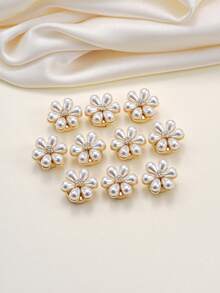 1/2/5pcs Elegant Floral Faux Pearl Clip Buckle, No-Sew Rhinestone Button, Gold/Silver Anti-Exposure Fixing Buckle, Suitable For Shirts, Dresses, Shawls - 1/2/5 Pieces - View 5