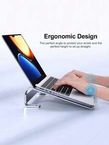 `Ergonomic Aluminum Laptop Stand For Desk, Detachable Cooling Laptop Riser Holder, Heat‑Dissipation Notebook Support, Compatible With 10‑18 Inch Most Size Laptops, Home Office Desktop Accessory, Silvery` - View 9