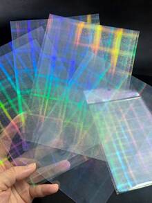 1 Packung 6 Stück Regenbogen Magie Hintergrund Aufkleber DIY Collage Bunte Laser Dekorative Materialien Schulbedarf - DT1854 - Übersicht 1