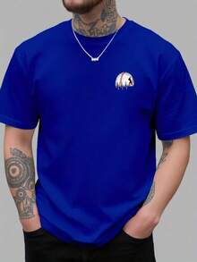 Camiseta de cuello redondo para hombre, con estampado de ECG a doble cara con temática de béisbol, estilo casual deportivo, moderna, a la moda, de corte holgado, de manga corta para estudian - Blanco - Ver 10