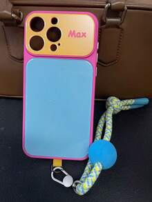 Ins Vibrant Dopamine Color Block Phone Case Compatible With IPhone 17 Pro Max 16 Pro Max 15 14 Pro 13, Unisex Couple Shockproof Protective Cover, Unique Aesthetic - Hot Pink - View 14