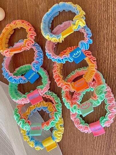 10/5pcs Candy Color Fashion Elastic Hair Ties, Hairbands, Hair Accessories, Hair Ties Hair Ropes, Summer, Holiday, Travel