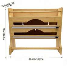 Multi-Purpose Plastic Wrap Dispenser With Cutter And Labels, Bamboo Dispenser For Plastic Wrap, Aluminum Foil And Wax Paper For Kitchen Drawers, Bamboo Roll Organizer - View 10