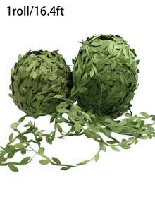 66ft Green Artificial Leaf Vines Ribbon, Decorative Fake Leaves Ribbon For Crafts, Baby Shower, Wedding Greenery Wreaths, Bedroom Jungle Party (Green) - Green - View 11