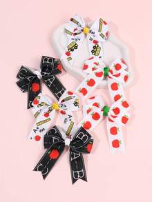 6pcs Back To School Hair Clips For Girls Cute Printed Alligator Clips School Season Daily Hair Bows Student Hairpins Teens Hair Accessories - Multicolor - View 2