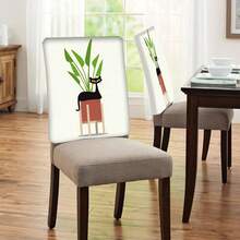 2/4/6pcs Set, Home Decor, Printed Linen Chair Covers, Suitable For Daily Home Decoration, Living Room, Dining Room, Garden, Hotel Restaurant, Holiday Party, Friends Gathering, Washable Polyester Material, Dining Chair Seat Covers - Multicolor - View 6