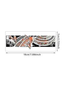 1pc Retro Ukiyo-E Koi Fish And Wave Armband Tattoo Sticker, With Realistic Tattoo Design. Suitable For Travel, Music Festivals, Games, Graduation Gifts. Lasts For 3-5 Days. - Multicolor - View 2