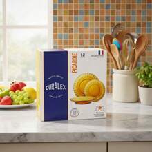 DURALEX | Complete Dinnerware Set For 4 People, 12 Pieces, Ultra-Resistant Tempered Glass, Microwave And Dishwasher   - Duralex Glass Dinnerware With Elegant And Durable Design - 12件琥珀浮雕餐具套裝 - 查看 4