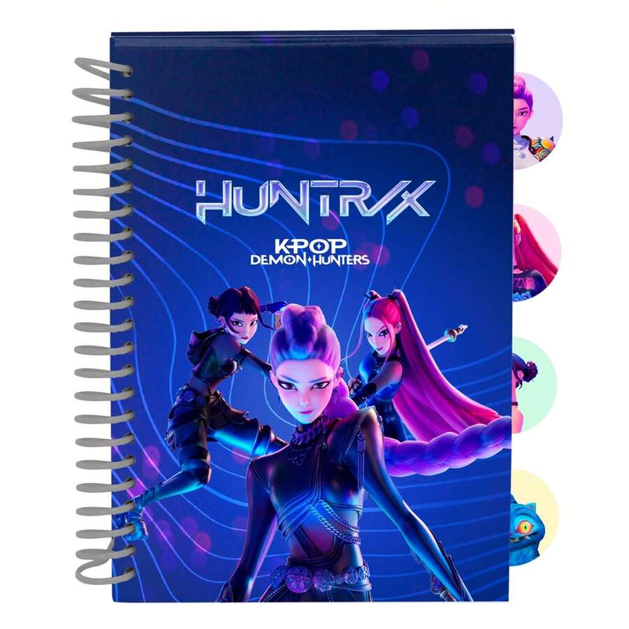 Safta Mattel A5 K-Pop 惡魔獵人男女通用筆記本,硬封面文具筆記本,80 張 80 克/平方米紙張,帶 4 個內部分隔頁,官方授權 - 區塊(2) - 查看 1