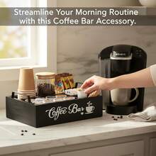 Manovix Organizer Bar Kopi Kayu Hitam Gaya Rumah Pertanian – Penyimpanan Multifungsi untuk Sudut Kopi & Kotak Teh. Tersedia dalam 1 atau 2 Tingkat. Desain Pegangan yang Ramping, Organizer Stasiun Kopi yang Sempurna untuk Meja Dapur & Dekorasi Kantor. - Kayu - View 13