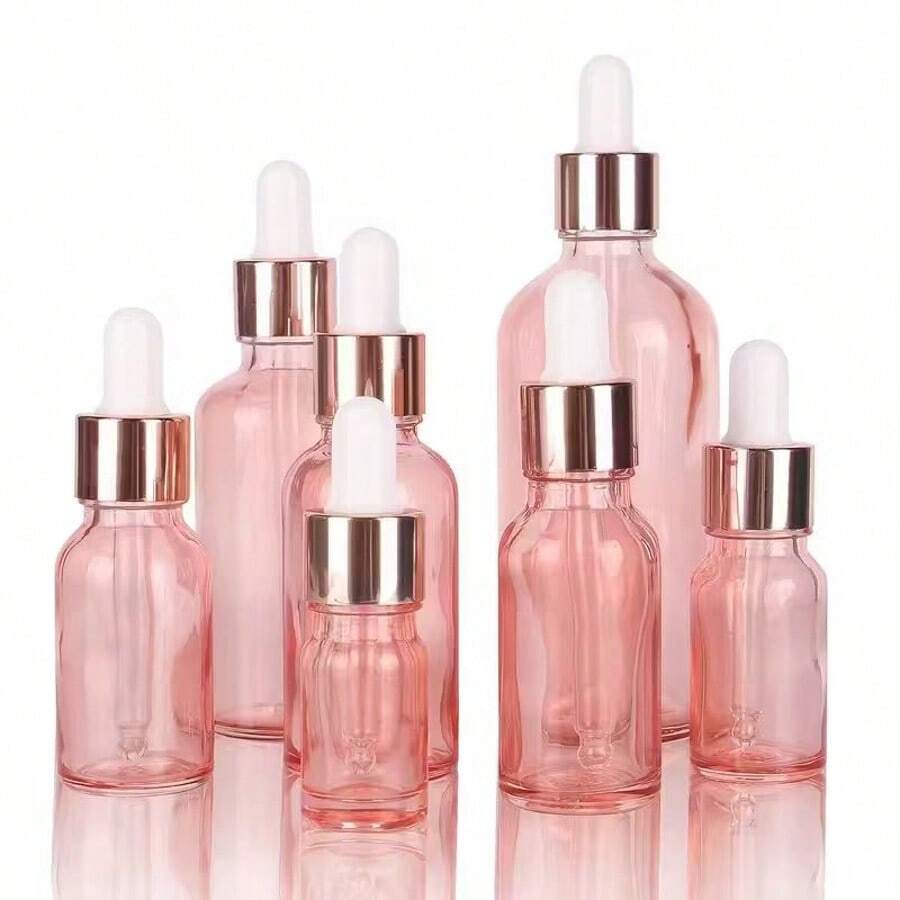 1pc Glass Dropper Bottle With Rose Gold Cap, Essential Oil Dispenser, Dropper Bottle, Cosmetic Travel Container Set With Glass Dropper, For Massage Oil And Liquid Storage - View 1