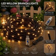 1.5m 72 LED Vine Branch Lights, Flexible Bendable Branch Design, USB Powered, Indoor Decoration For Bedroom, Living Room, Cafe, Wall Decor, Holiday Atmosphere Setup For Valentine's Day, Christmas, Wedding, Engagement Ceremony, And Unique Vase Decor - A Tree Vine Lamp - View 2