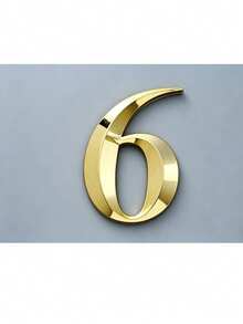 1pc 3D ABS Digital Luxury Style Glossy Gold Geometric Back Adhesive No-Drill Sun-Proof Waterproof Door Sign Gold Number Label Suitable For Villa Luxury Mansion Main Entrance - House Number - View 8