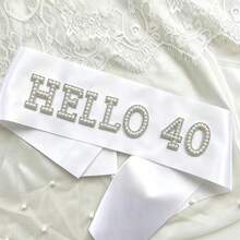 1pc White Pearl Birthday Sash, Women's Birthday Sash, 30th 40th Birthday, Birthday Decoration, Party Gift Supplies & Decor, Photo Props - View 5