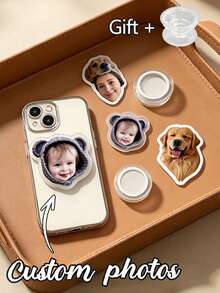 Personalized Custom Phone Stand, 360 Degree Rotating Adjustable Acrylic Phone Stand, Printed With Your Photo. Cute Phone Accessory Designed For Pet Lovers, Suitable As Birthday, Anniversary, Holiday Or Thanksgiving Gift. - Multicolor - View 2