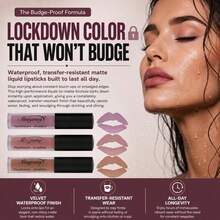 Envie Nude Matte Lipstick Set Waterproof Long Lasting Liquid Lip Gloss 3 Shades Kit - Multicolor - View 5