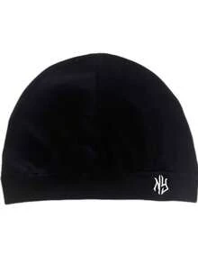 1pc Solid Color Letter Print Nylon Outdoor Sports Cycling Cap, Soft Breathable Sports Hat With Ear Flaps, Adjustable, With Embroidery - NY - View 12