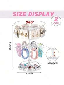 1pc Simple Fashion Multi-Layer Rotating Earring Storage Rack, Women's Jewelry Display Stand Organizer For Bracelets, Necklaces, Small Accessories, Hair Ties And Jewelry - Rotating Jewelry Storage Rack - View 4