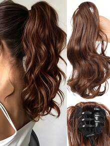 12 Inch Synthetic Ponytail Hairpiece For Women, Medium Length Short Curly Big Wave Wavy Hair Band Style, Halloween - Multicolor - View 14