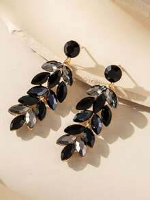 1 Pair Black Crystal Ear Of Rice Fashion Earrings Suitable For Daily Wear - Black - View 2