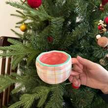 Ins European Minimalist Hand-Molded Asymmetrical Ceramic Mug, Handmade High Aesthetic Tea Cup And Coffee Cup & Saucer, Suitable For Home, Restaurant, Cafe - Multi-Purpose, Heat-Retaining, Perfect For Parties And Gifts - Pink Striped Cup and Saucer - View 11