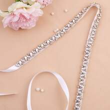 Bridal Waist Belt Accessory Rhinestone Wedding Dress Waistband Bride Beaded Barcode Belt - A - View 8