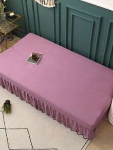 Solid Color Skirt Style Sofa Bed Cover, Polyester Fiber Elastic All Inclusive Sofa Cover, Suitable For Armless Sofa Cover, Simple And Modern, Suitable For All Seasons - Purple - View 6