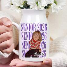 Custom Photo Premium Vintage Portrait - Personalized Ceramic Vase - White - View 5